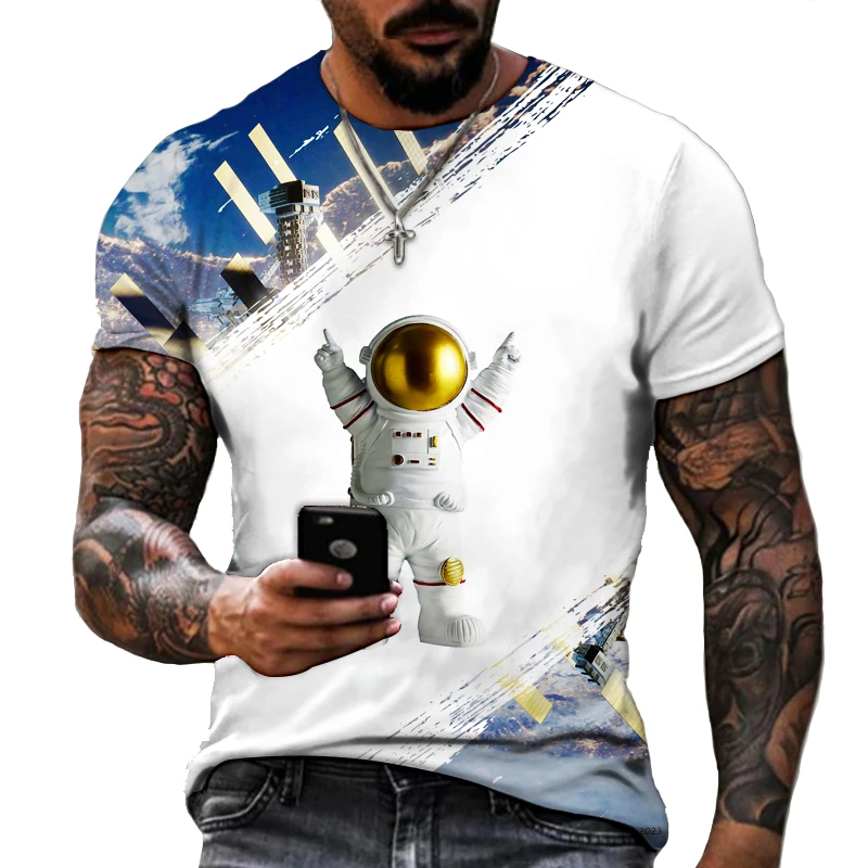

Free Shipping Space Astronaut Space Planet 3D Printing Men And Women T-shirt HD Short Sleeve Oversized Summer Short Sleeve