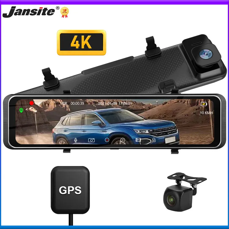 

Jansite 11.26 inch Car DVR Mirror Video Recorder UHD 4K 2160P Touch Screen Dash Cam Front and Rear Registrar GPS Tracker