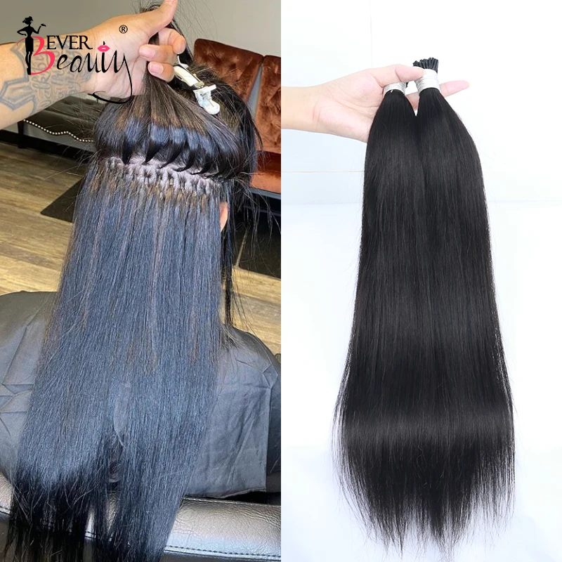 

Прямые человеческие волосы I Tip Microlinks, волосы для наращивания, бразильские натуральные волосы, накладные волосы I Tip для черных женщин Ever Beauty