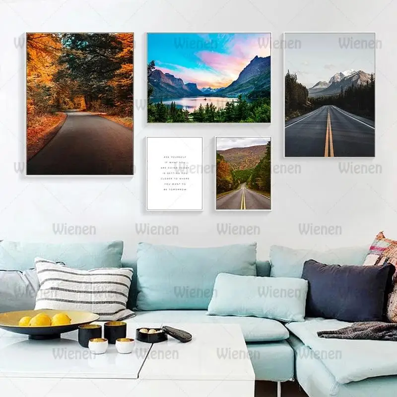 

Nordic Style Realist Scenery Canvas Poster Home Decor Canvas Painting Wall Art Print Road Landscape Art Picture for Living Room
