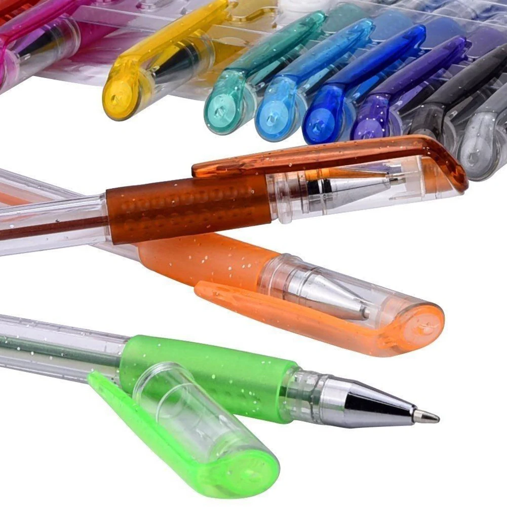 

12pcs/set Home Write Art Supplies Coloring Multifunction 0.8mm Sketch Non Toxic 15cm Durable Glitter Gel Pens