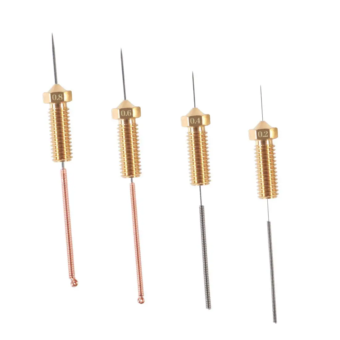 20 шт. набор сопел V6 Volcano из латуни 0.2мм 0.4мм 0.6мм 0.8мм дополнительные сопла экструдера 1.75мм филамента с иглами для чистки