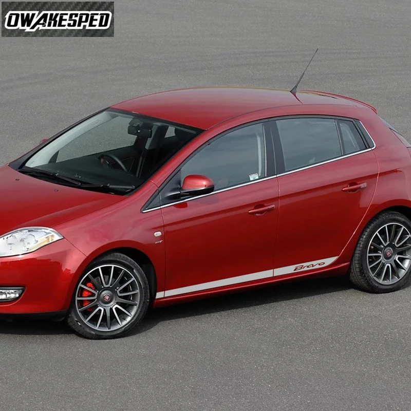 

Для Fiat Bravo наклейки на боковую дверь автомобиля, обе стороны, украшение для кузова автомобиля, виниловая наклейка, гоночный стиль, спортивны...