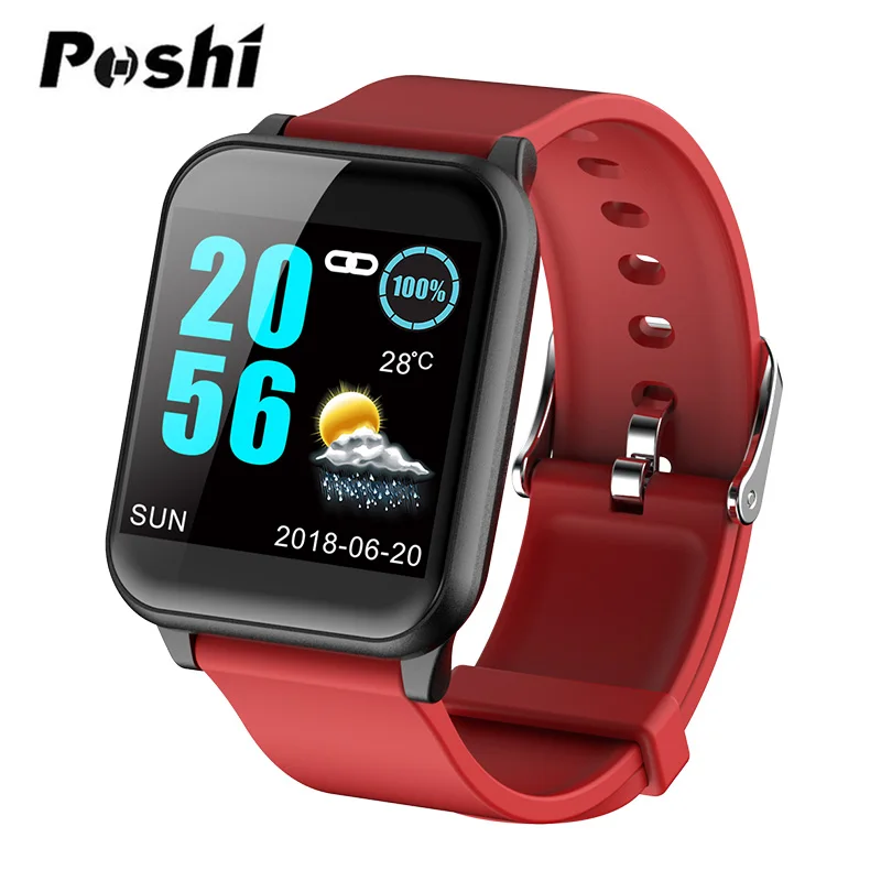 red Новейшие спортивные Смарт-часы с Bluetooth, на заказ, с фоном, часы для погоды, калорий, шагомер, фитнес-часы, водонепроницаемые, для женщин и мужчин - Цвет: red