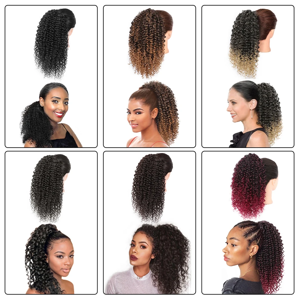 Synthetic Drawstring Puff Ponytail Afro Kinky Curly Hair Extension Synthetic Clip in Pony Tail African American Hair Extension