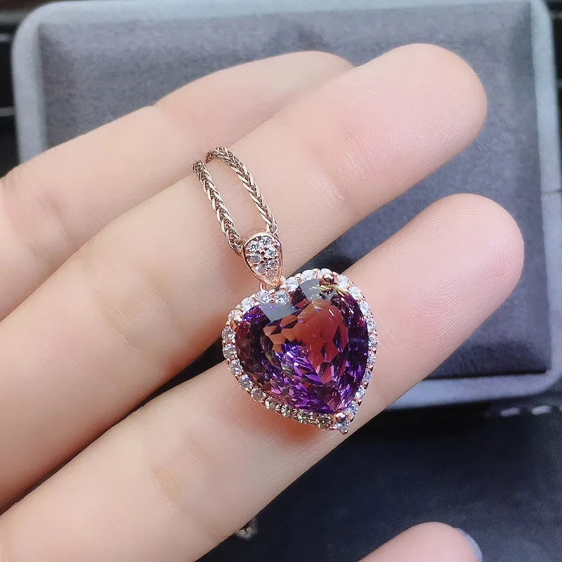 CSJ кольцо с аметрином и Кулон Ювелирные наборы сердце 12 мм Птичье гнездо огранка
