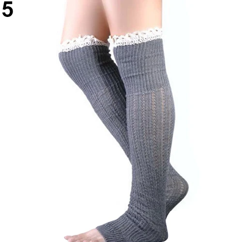 Женские зимние вязаные гетры с кружевной отделкой Вязаные гольфы|Гетры| |