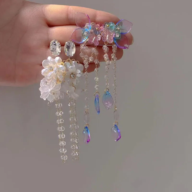 

Origin Summer Unique Design Arcylic Flower Cubic Zircon Dangle Earring for Women Long Tassel Beaded Earring Jewelry Pendientes