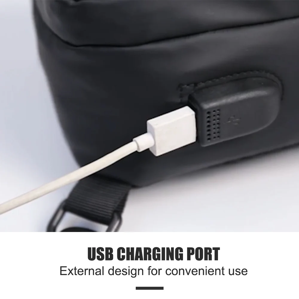 Уличная мужская сумка через плечо водостойкая нагрудная сумочка слинг с USB