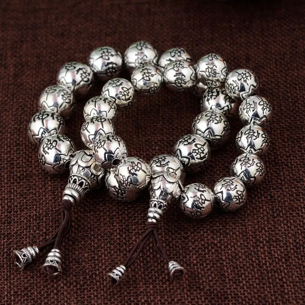 Браслет из серебра 2019 пробы с бусинами Будды для мужчин и женщин|Плетеные