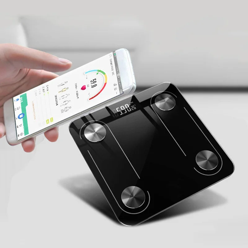 

Весы для взвешивания жира, умные напольные весы с ЖК-дисплеем, Bluetooth