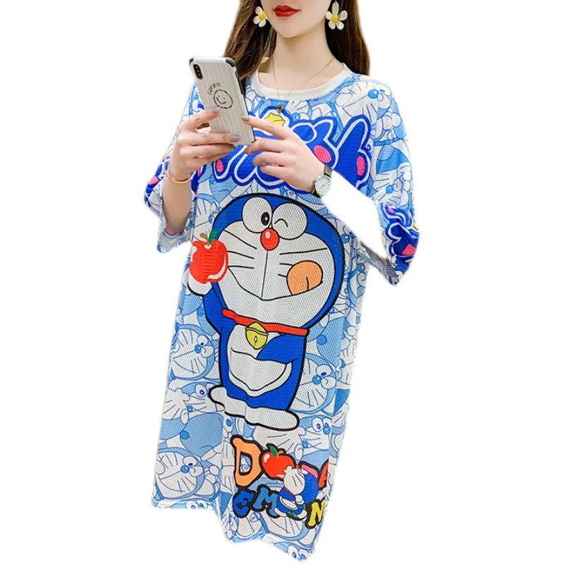 

Tonngirls Nightgown Women Cartoon Night Dress Summer Doraemon Sleepwear Short Sleeve Sleeping Dress Sleepshirts Night Gown 2021