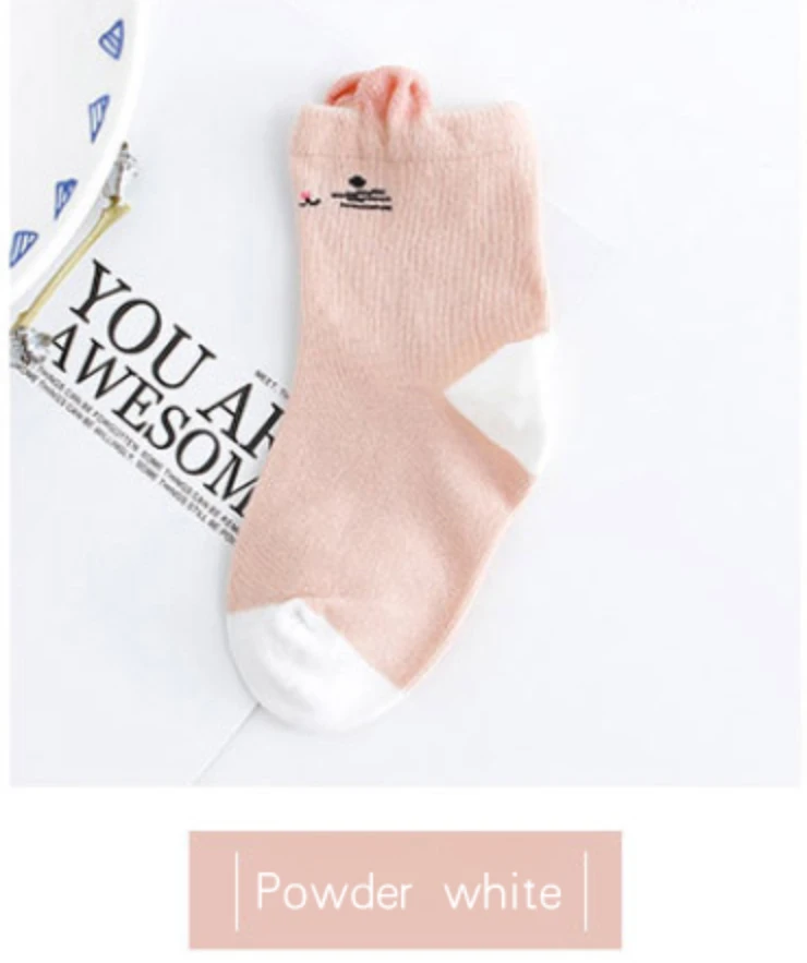 Powder white Носки для новорожденных девочек и мальчиков милые хлопковые дышащие впитывающие пот носки унисекс на весну и лето мягкие носки для носки - Цвет: Powder white