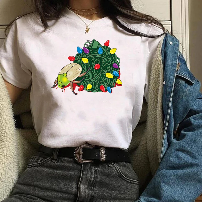 Женская модная Новогодняя одежда с принтом Merry Christmas женская футболка Kawaii футболка Camisas панк женские футболки