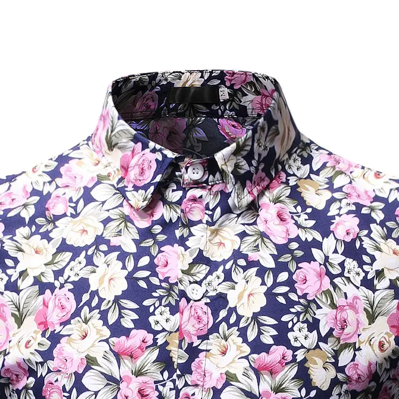 Рубашка мужская с цветочным принтом стильная блузка на пуговицах длинным