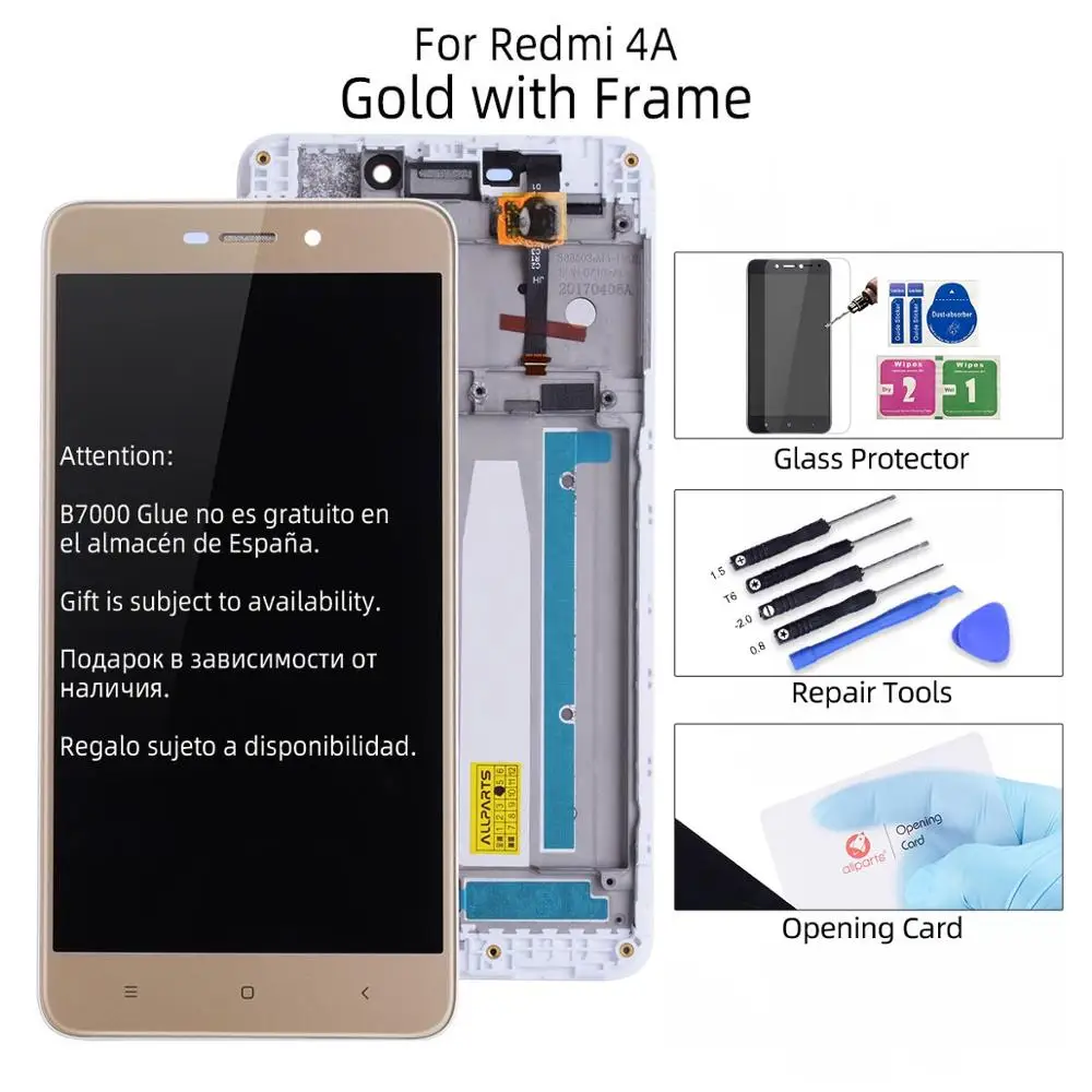 with Frame Gold Дисплей для Xiaomi Redmi 4a LCD в сборе с тачскрином на рамке 5.0'' черный белый золото - Цвет: with Frame Gold