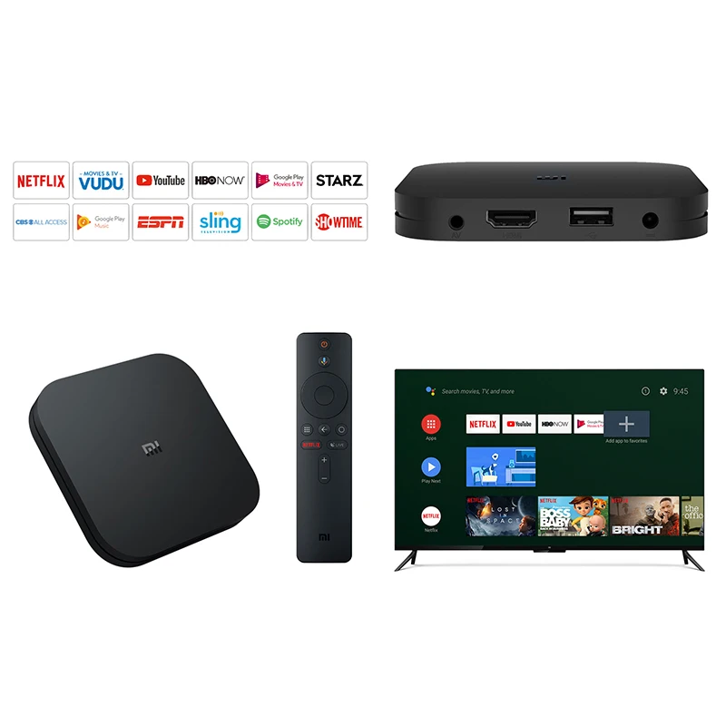 ТВ-приставка Xiaomi Mi TV Box S 4K Ultra HD Android 9 0 HDR 2 ГБ 8 WiFi Google Cast Netflix Smart медиаплеер |