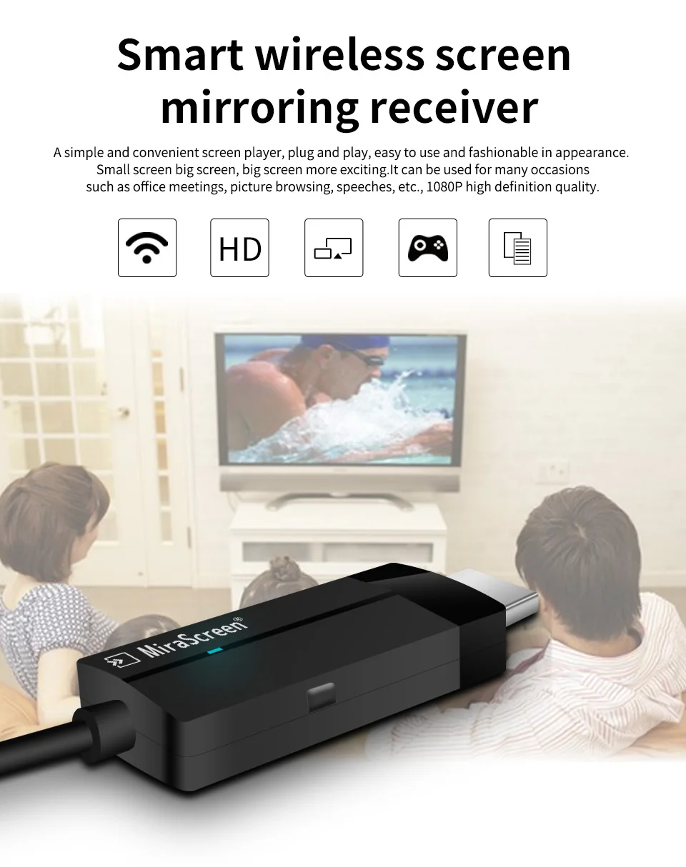 CS1 MiraScreen microsoft беспроводной дисплей адаптер HDMI видео HD 1080P tv Stick Dongle приемник медиа стример для компьютера
