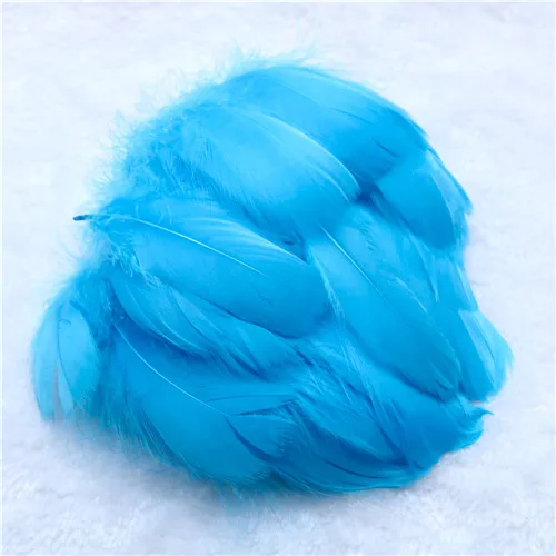 Sky blue 100 шт./пакет натуральный гусиных перьев шлейфы на возраст от 6 до 12 лет см красочные Лебедь перо шлейф для украшения дома, сделай сам, ювелирное изделие украшение - Цвет: Sky blue