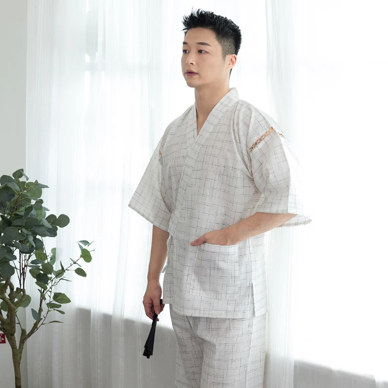 Халат-кимоно мужской летний в японском стиле из хлопка