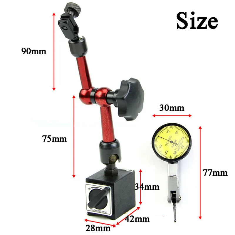 

Mini Universal Flexible Dial Test Indicator Magnetic Base Holder Stand Dial Test Indicator Tool Magnetic Correction Gauge Stand