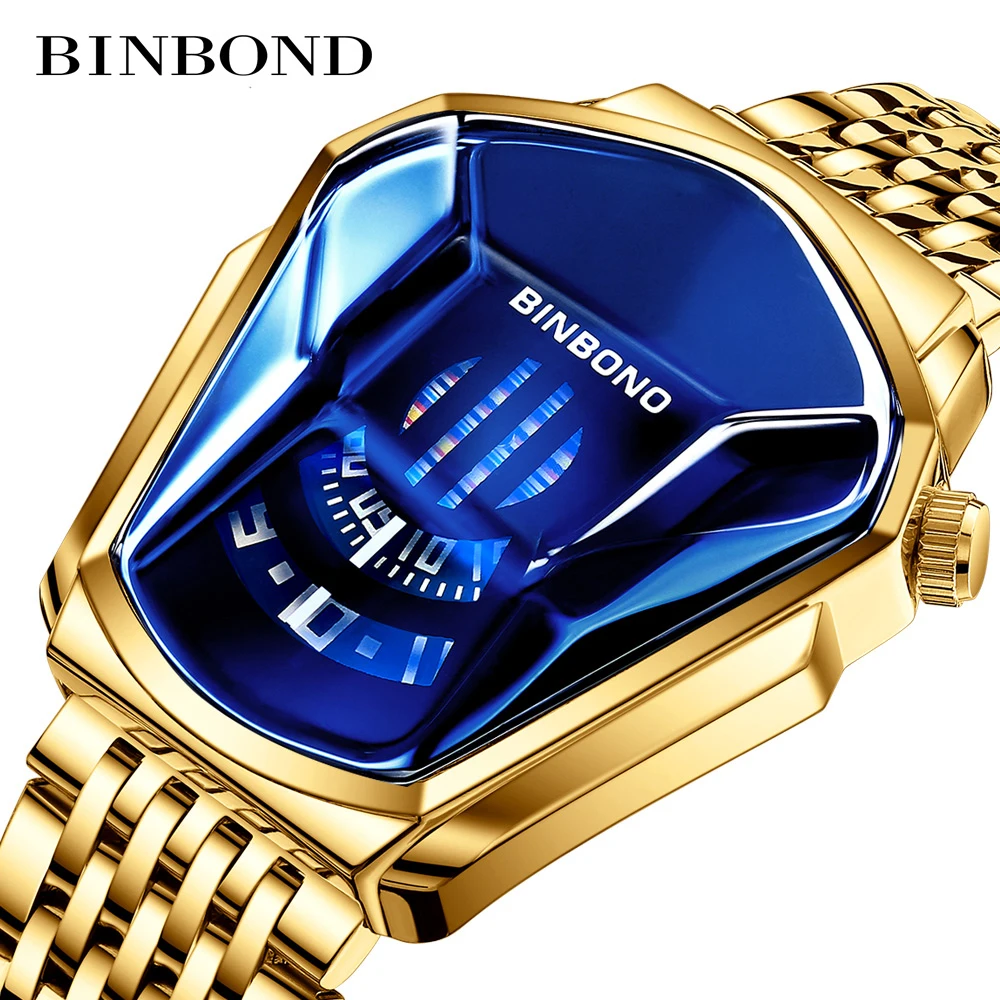 

BINBOND-Men's Luxury Sports Watch Chronograph Wrist Casual Gold Military Fashion New