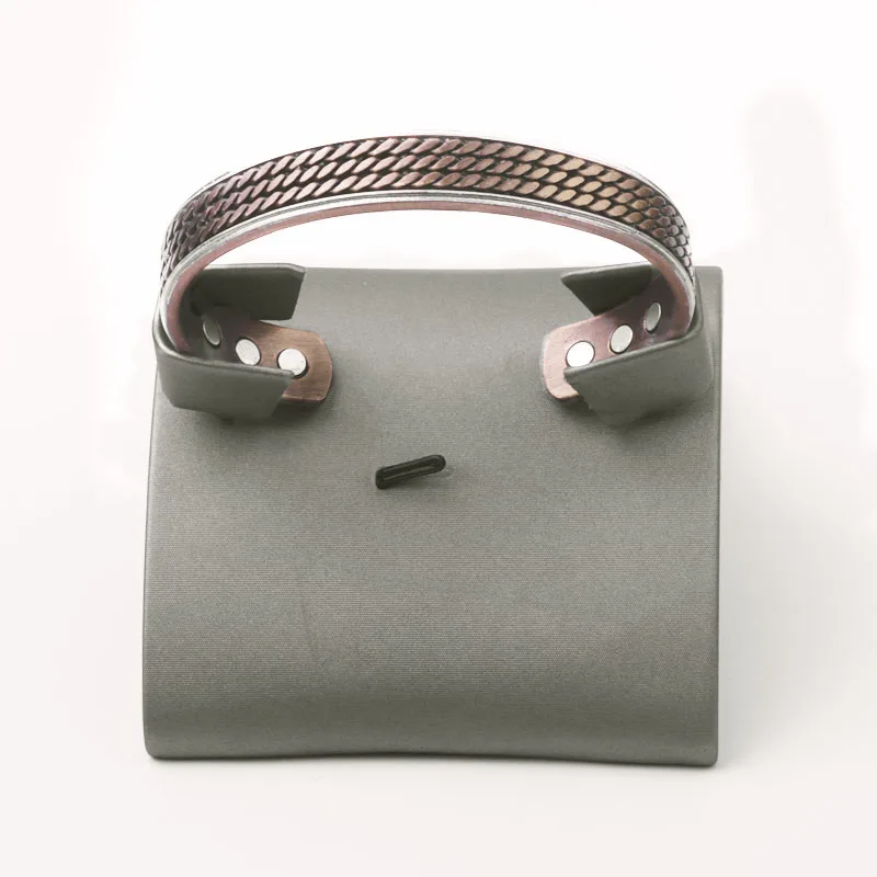 Магнитный браслет из красной меди с узором и кнопками для улучшения