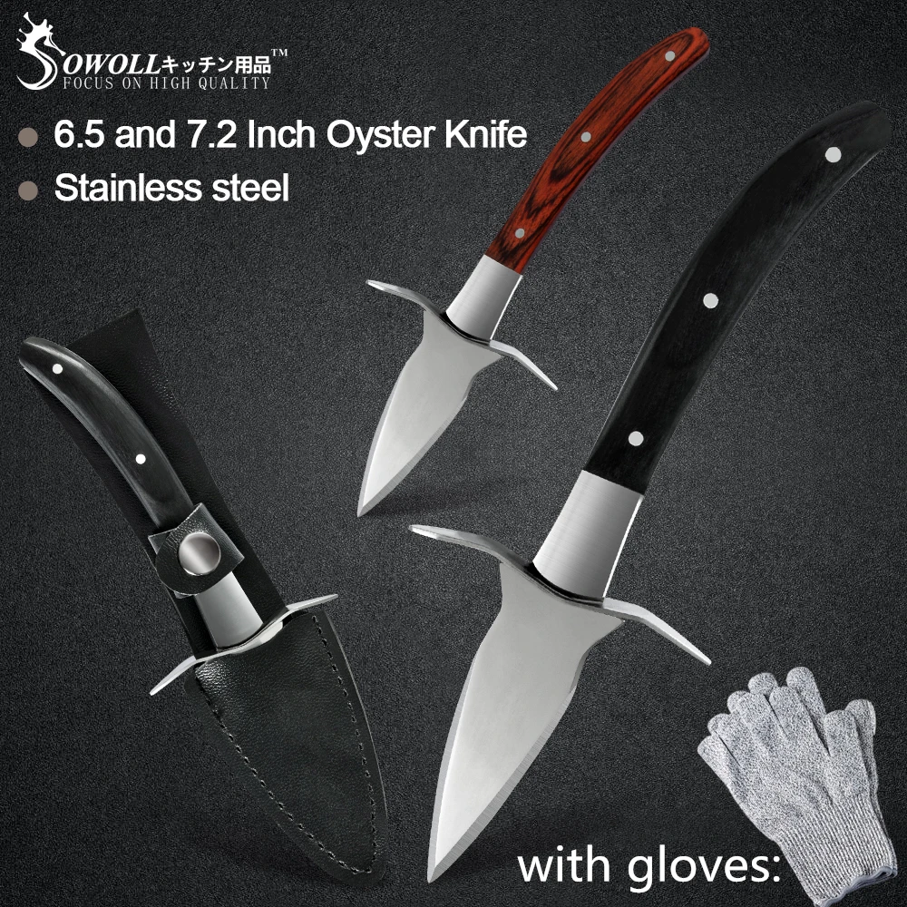Sowoll 1 комплект нож для устриц черный коричневый с ручкой безопасные перчатки