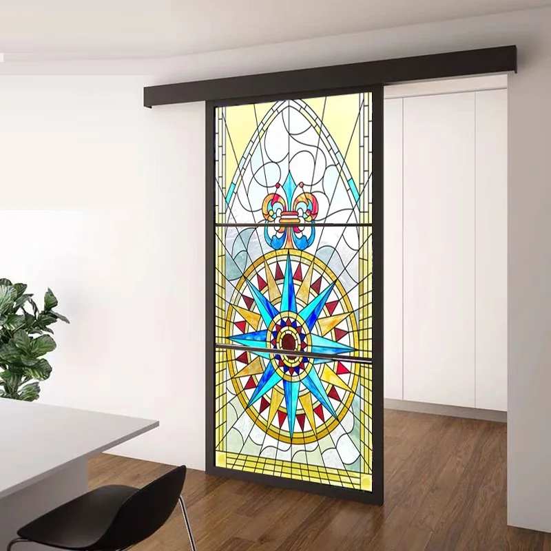 Церковная цветная матовая оконная пленка декоративная витражная наклейка