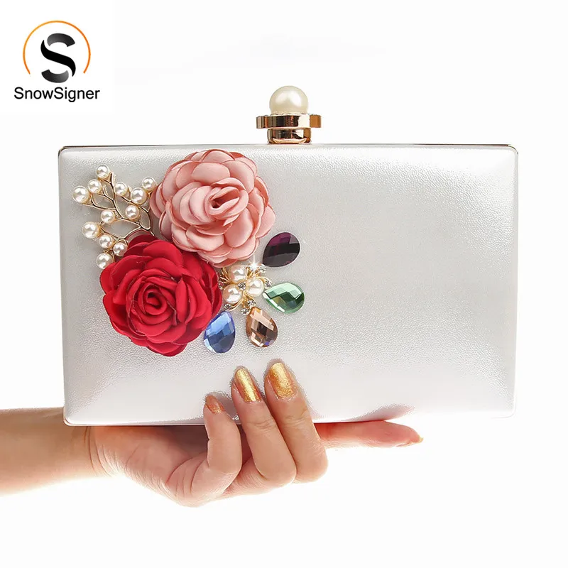 2019 high quality luxury handmade flowers evening bags brand dinner clutch purse with chain flower banquet | Багаж и сумки