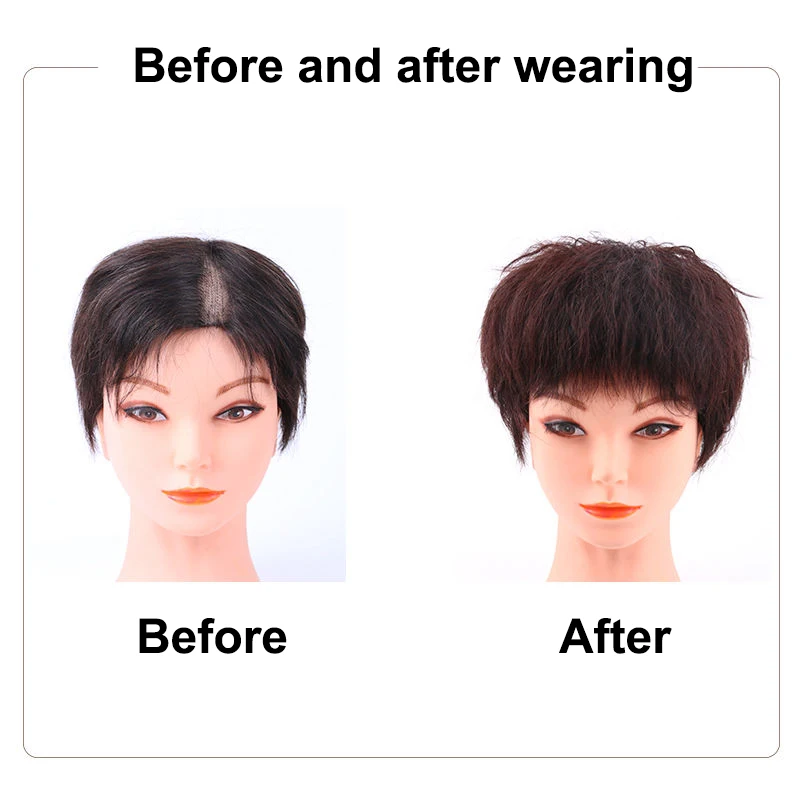 AOSIWIG Black Brown Curly Hair Top Toupee Clip In Synthetic Extensions Replacement Closure Hairpiece Wigs With Bangs Women | Шиньоны и