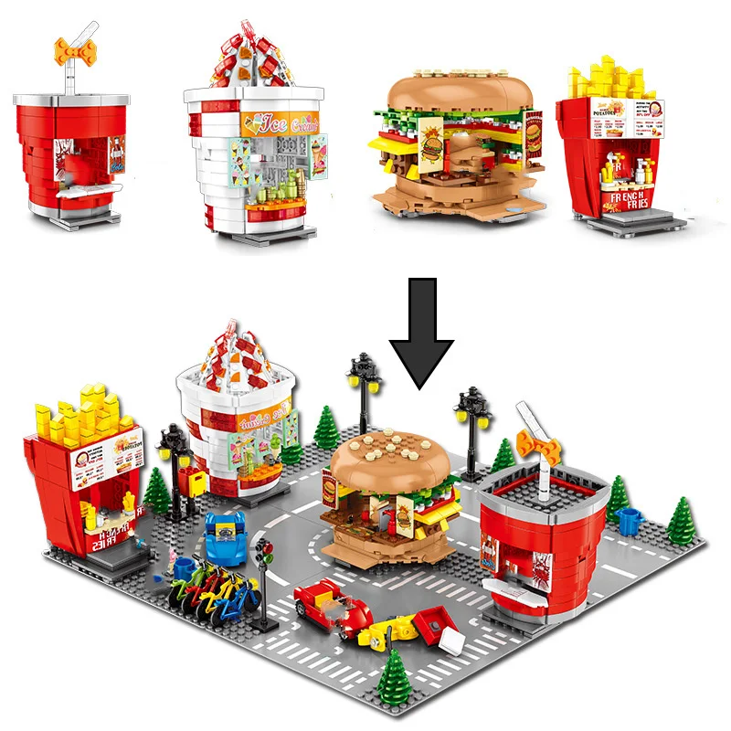 Конструктор вид на улице гамбургер мороженое пищевой магазин архитектура