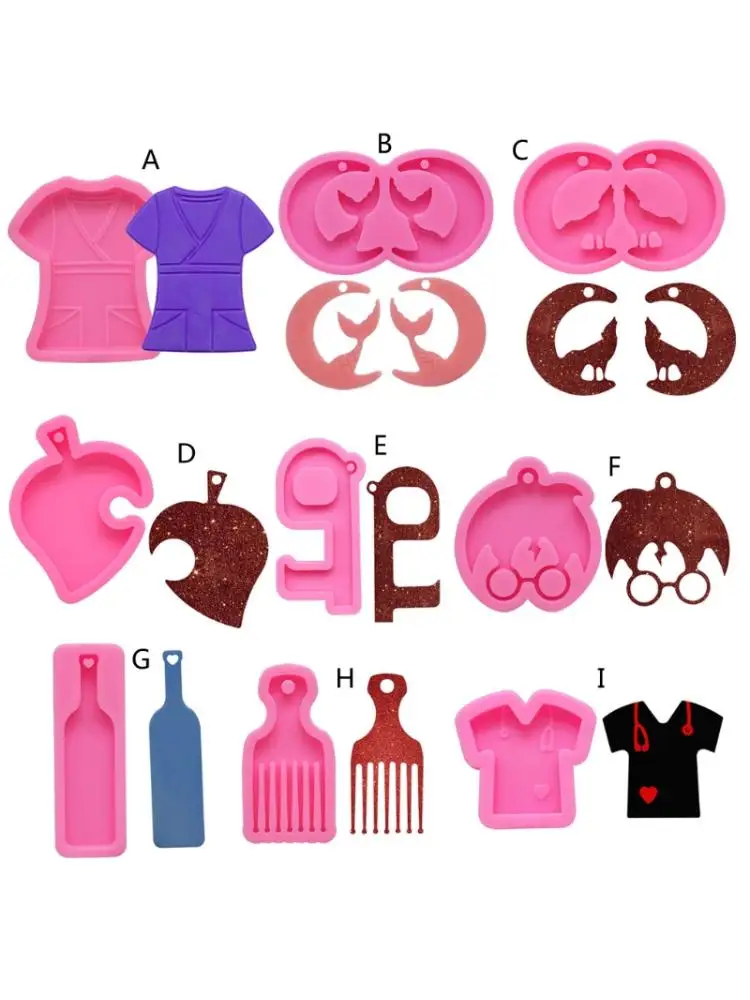 

Keychain Pendant Resin Mold Comb Heart Bottle T-shirt Silicone Molds Craft Tools P0RF