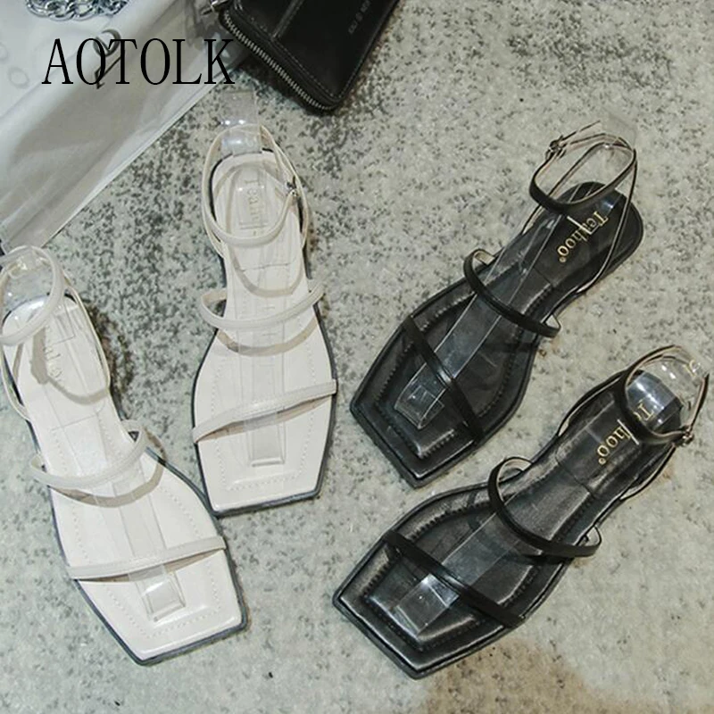 Женские сандалии гладиаторы Летние босоножки на плоской подошве для девочек