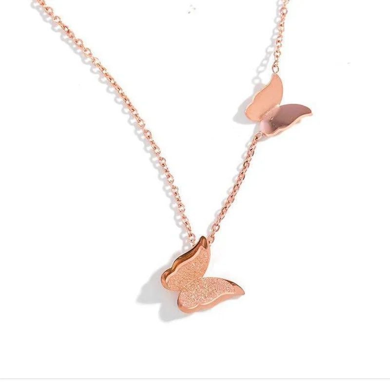 

2021 New Popular Jewelry Titanium Steel Necklace for Women Korean Fashion Butterfly Pendant Neck Chain Collarbone Chain