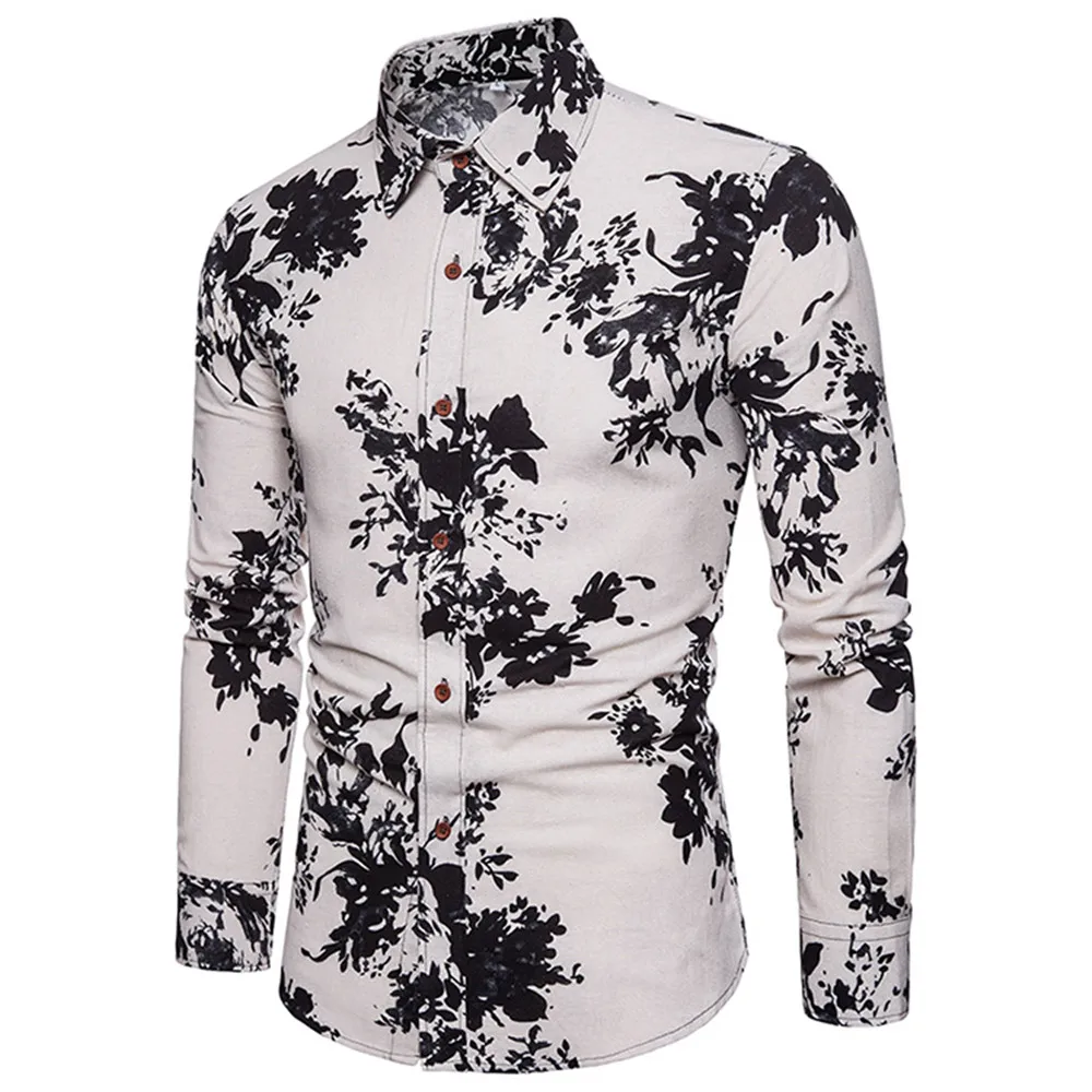 Shirt A026 Художественный стиль, красивый комплект для отдыха для мальчиков, Осенние новые рубашки с длинным рукавом, винтажные мужские спортивные костюмы с цветочным принтом, мужские тонкие длинные детали, 5XL - Цвет: Shirt A026