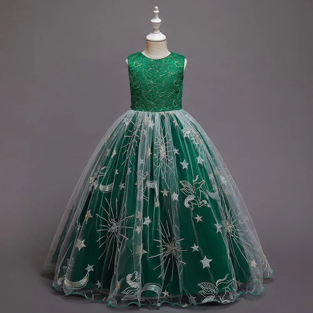 

Children Princess Dress Spot Santa Red Runway Show Performance Dress Embroidered Children Dress Dress