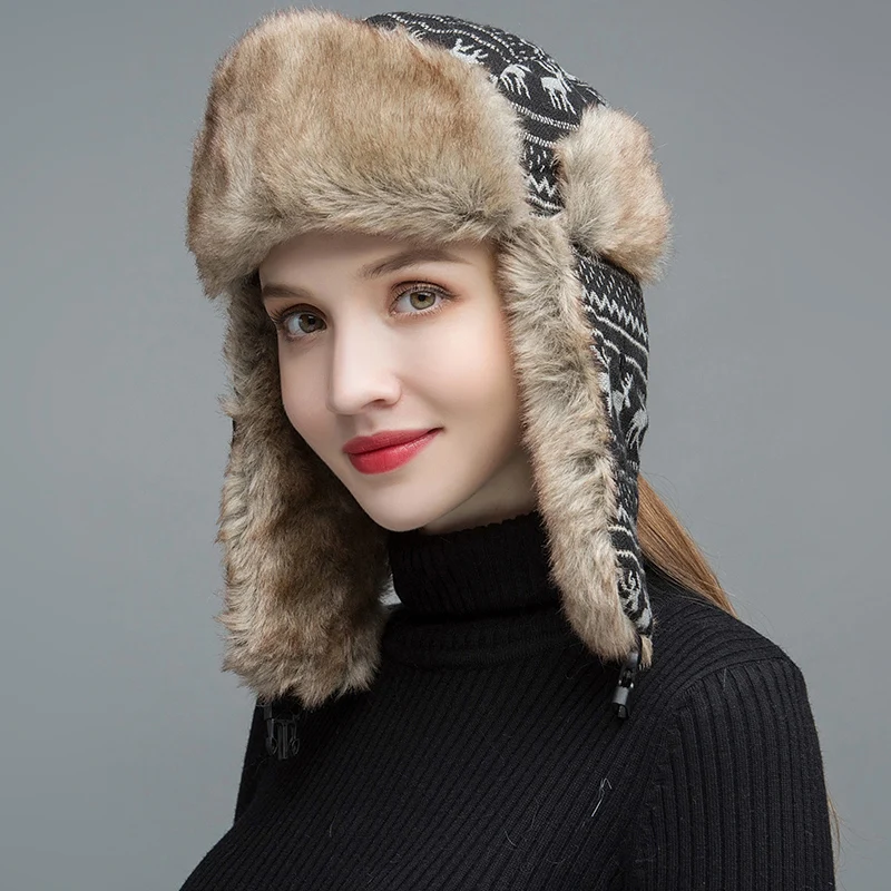 Шапка ушанка женская зимняя из искусственного меха MZW031|Женские шапки-ушанки| |