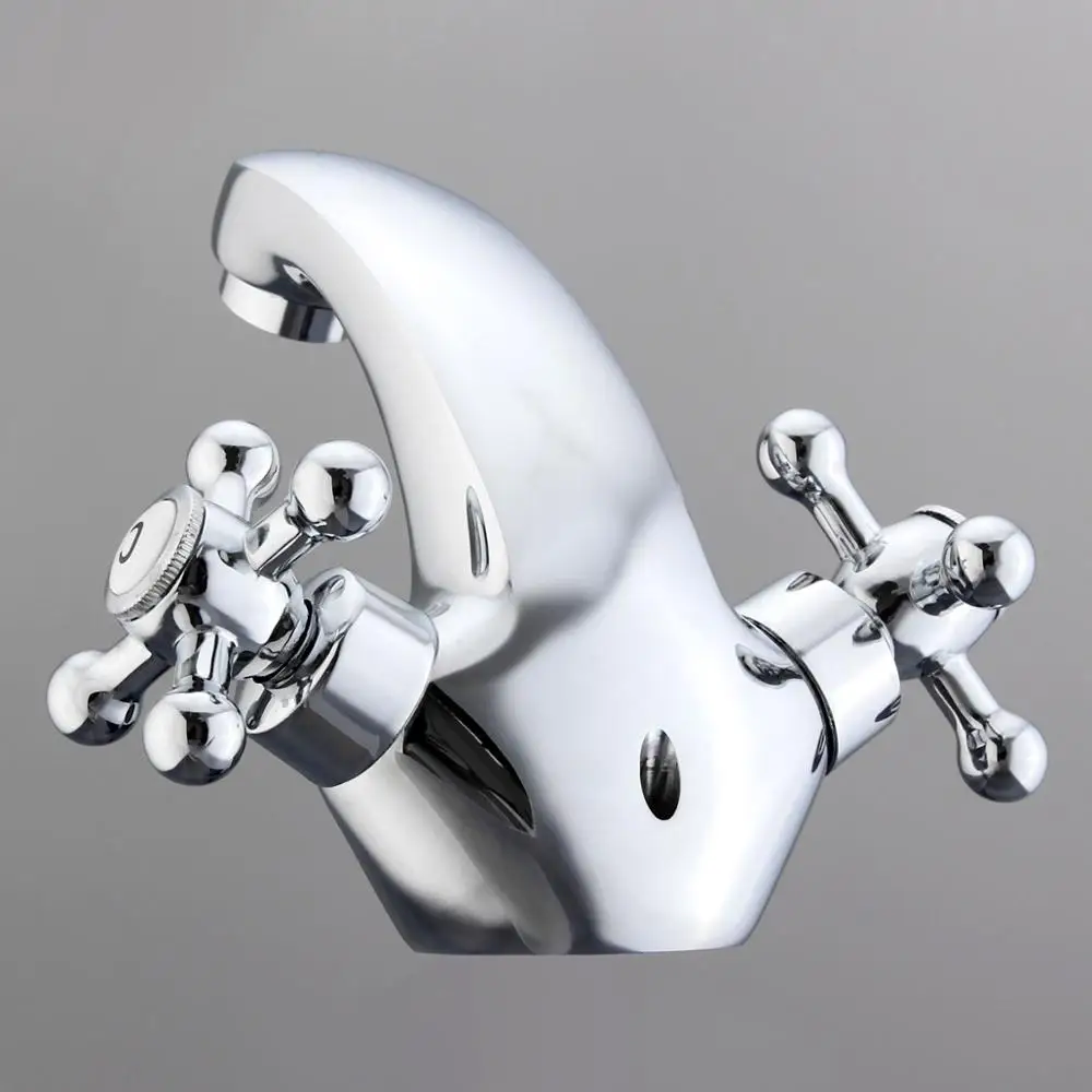 Современный кухонный смеситель с двойной ручкой латунный хромированный кран для