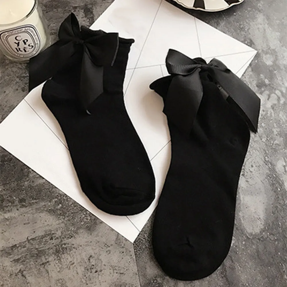 Женские носки с хлопком, плотный бант на лодыжке Meias Calcetines Mujer Skarpetki Damskie Sokken носки женские черные белые OY51