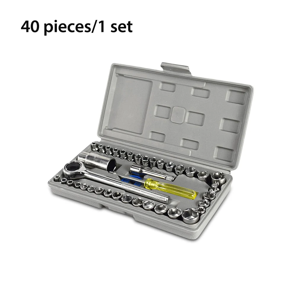 

40Pcs/Set Car Vehicle Toolboxes Socket Wrench Combination Repair Hand Tools Kit Durable Socket Wrench Set with storage box