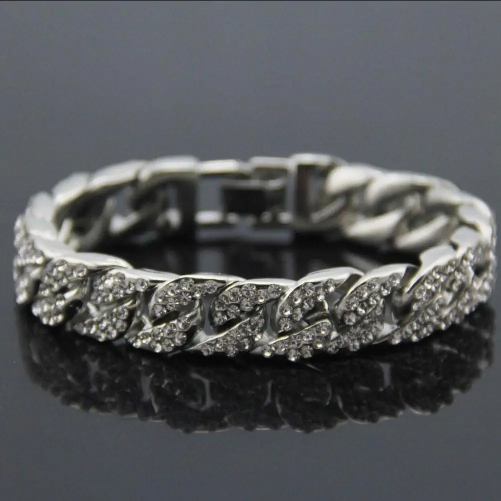 Новинка хип-хоп рок золото серебро стразы браслеты звенья роскошная сталь для