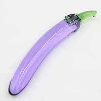 eggplant shape camouflaged anal toys smooth purple crystal glass dildo vagina g spot stimulator anus massager secret package