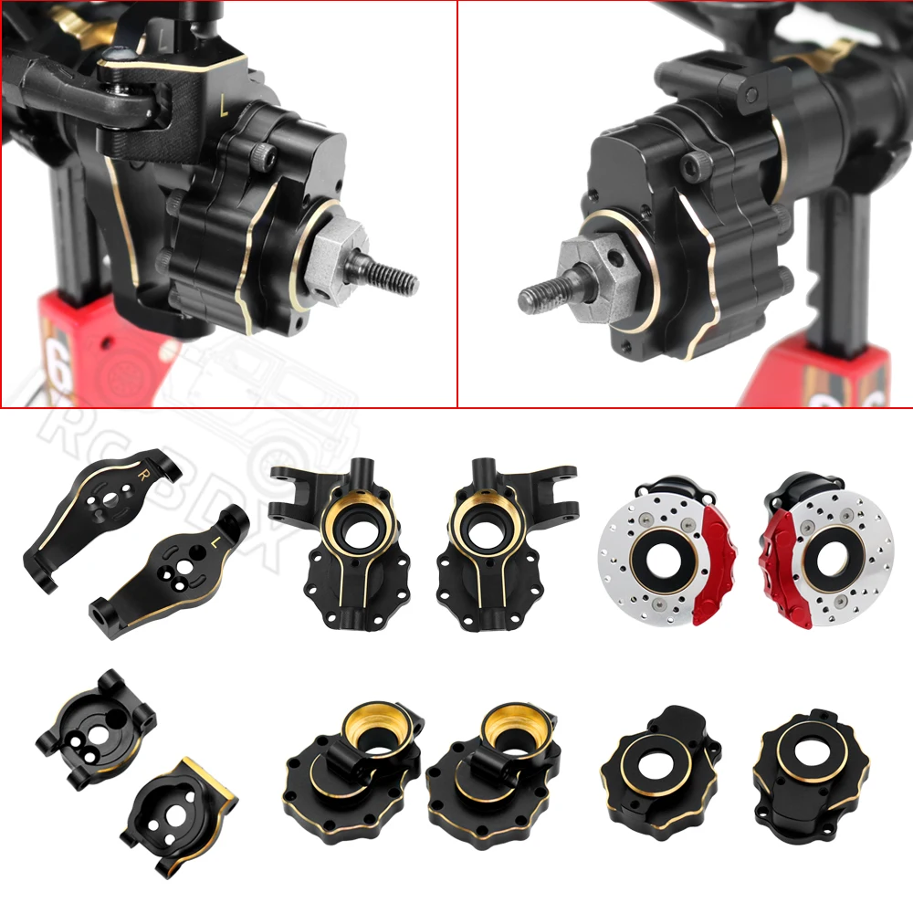 Carcasa de eje de Portal de TRX-4, piezas de mejora de peso de lat&oacute;n, electroforesis negra para coche Crawler 1/10 RC Traxxas TRX4 TRX6-0