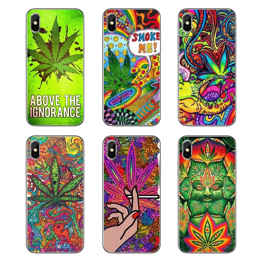 Психоделический художественный постер Ganja Pot Leaf для Samsung Galaxy A5 A6 A7 A8 A9 J4 J5 J7 J8 2017 2018