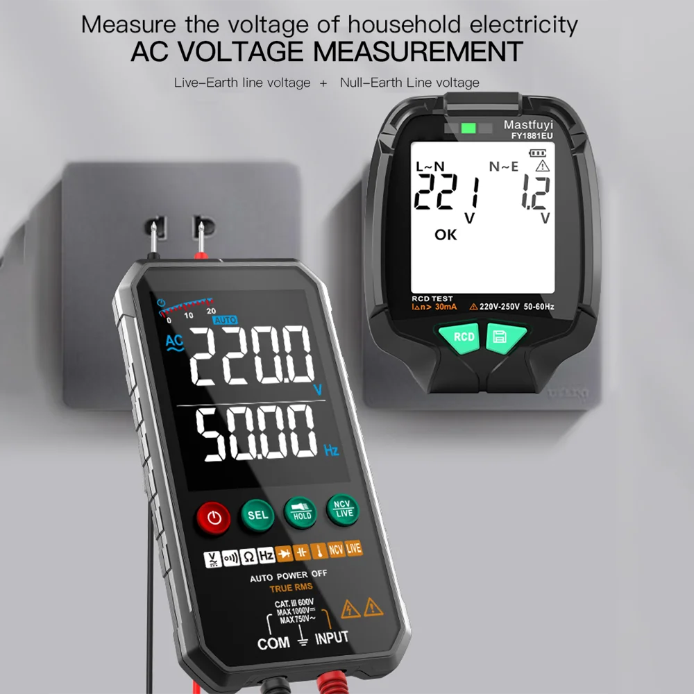 FUYI Digital Smart Socket Tester Ground Zero AC Voltage Detector US/UK/EU Plug 30V-250V RCD GFCI Polarity Phase Check | Инструменты
