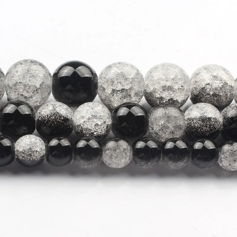 6/8/10 мм натуральный белый и черный снег трещины Кристалл Камень бисер круглый