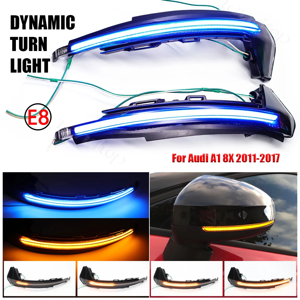 

Копченый для Audi A1 8X 2011 2012 2013 2014 2015 2016 2017 Динамический светодиодный указатель поворота боковое крыло зеркало индикатор стайлинга автомобилей
