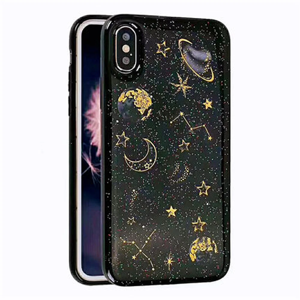 Чехлы для iphone 6 6s 7 8 xr xs max модные блестящие чехлы с космическими планетами