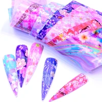 10pcs rose flowers stickers on nails foil transfer starry sky summer sliders for manicure nail art decals decoration